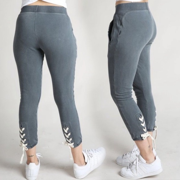 Avocado Charcoal Lace-up Capri Joggers - Picture 4 of 4